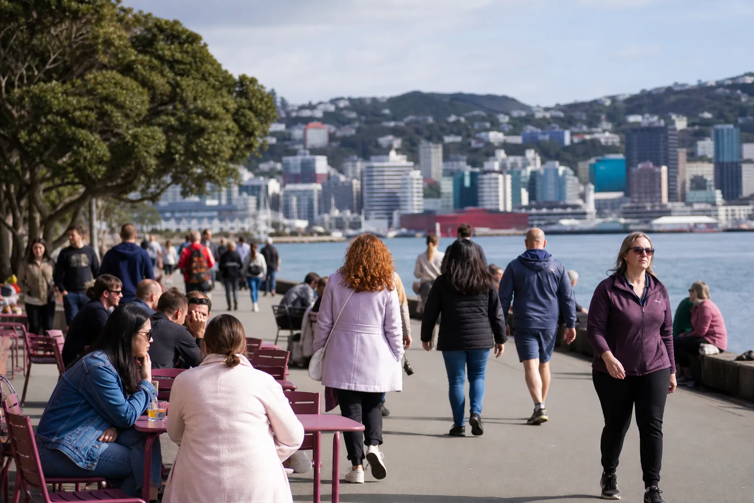 A relaxed group of adults talking at a social event in central Wellington