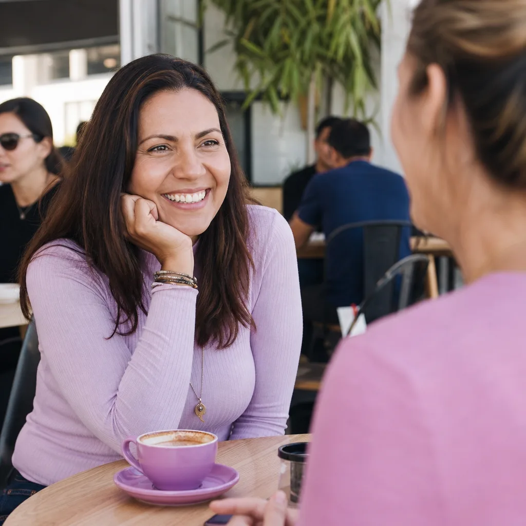Two adults talking during a walk on the Wellington waterfront