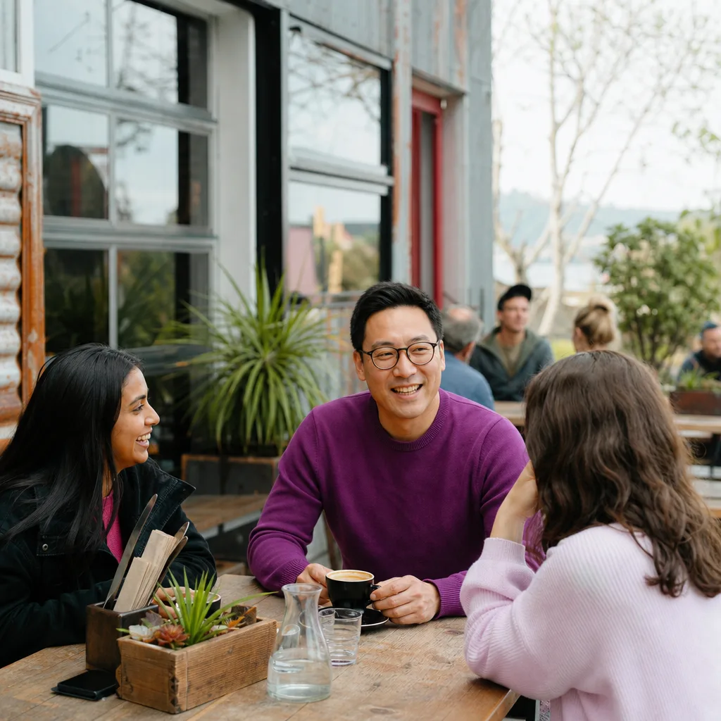 Single adults chatting at a relaxed social event in Wellington